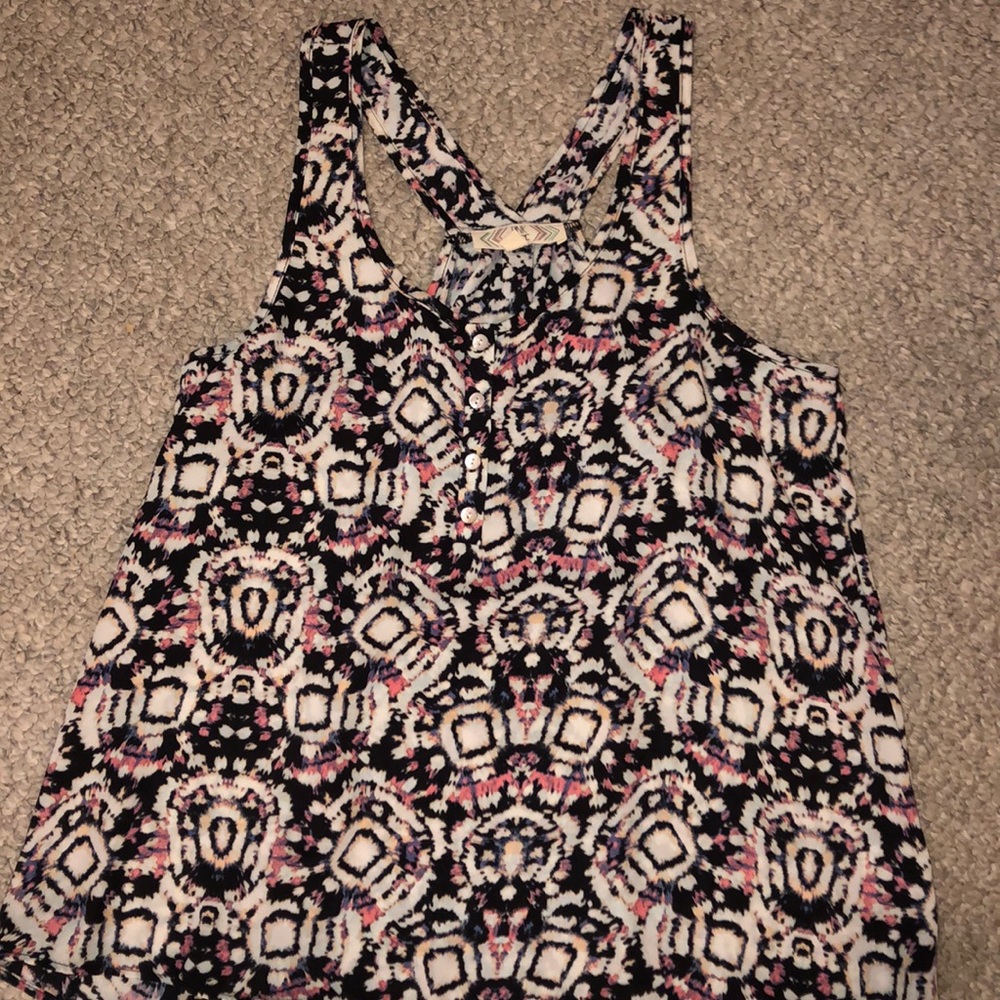 Pink rose patterned tank top
